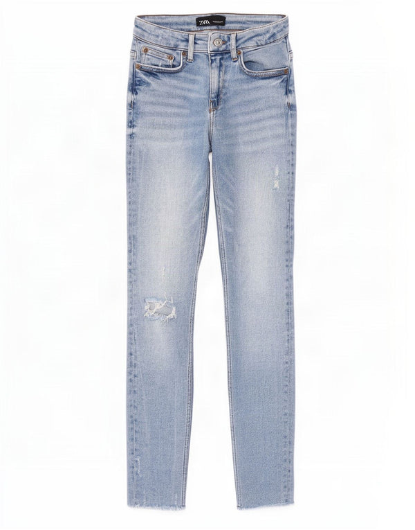 Blugi skinny distressed pentru femei Zara EU 36 XS L26 L27 Bumbac albastru
