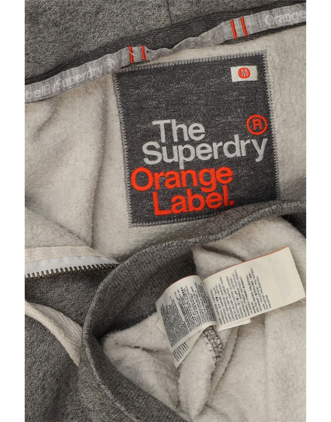 Pulover Superdry pentru bărbați, cu fermoar, bumbac, gri mediu