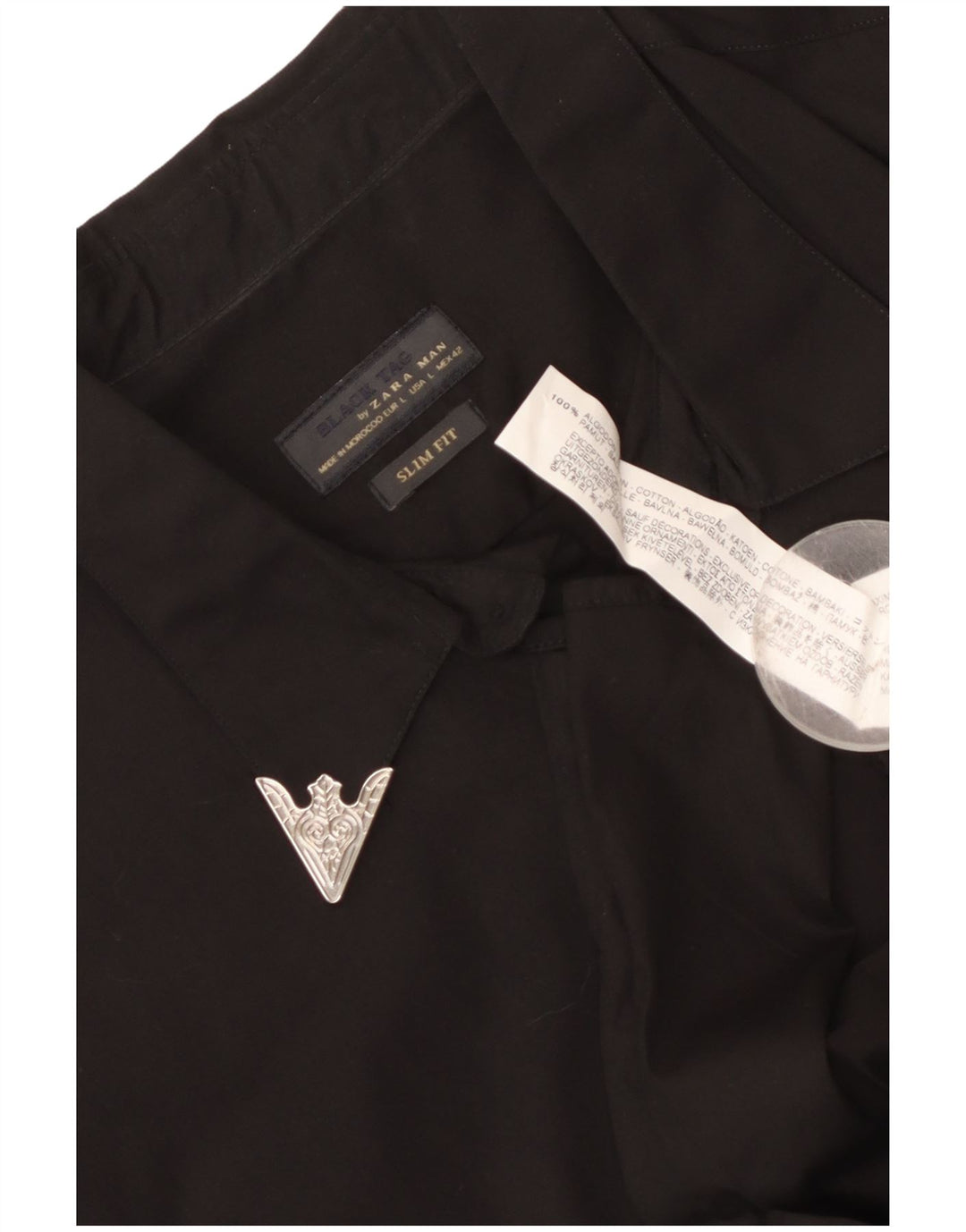 Cămașă pentru bărbați Zara Slim Fit, mare, negru, bumbac