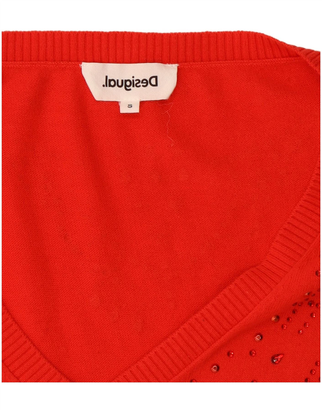 Pulover cu decolteu în V Desigual pentru femei UK 10 Small Red