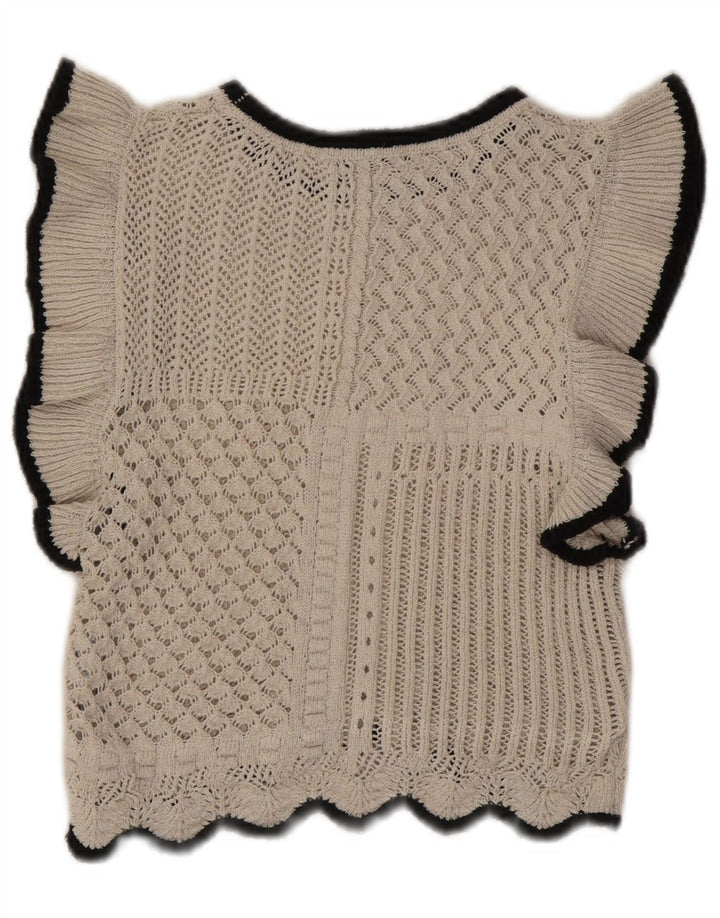 Bluză Top din tricot pentru femei Zara UK 12 Medium Bej Bumbac