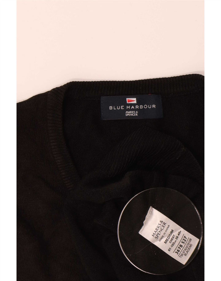 Pulover cu decolteu în V Blue Harbour pentru bărbați Marks & Spencer, mediu negru