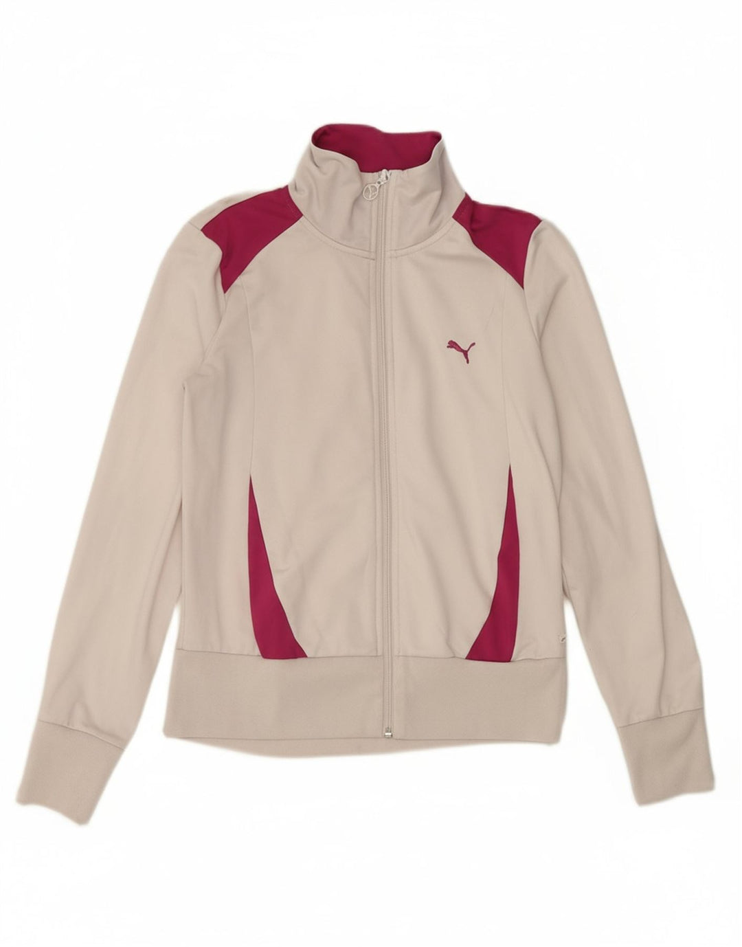 PUMA Womens Tracksuit Top Jacket UK 14 Large White Colourblock Polyester