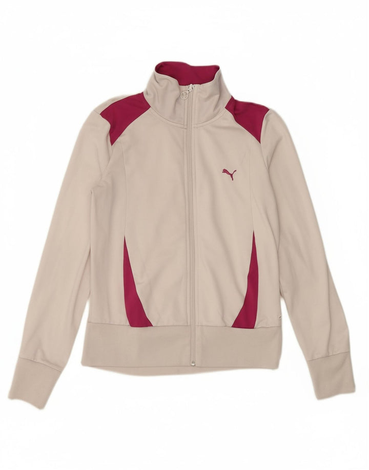 PUMA Womens Tracksuit Top Jacket UK 14 Large White Colourblock Polyester