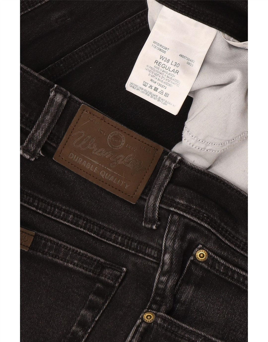Blugi drepti pentru bărbați Wrangler W38 L27 bumbac negru