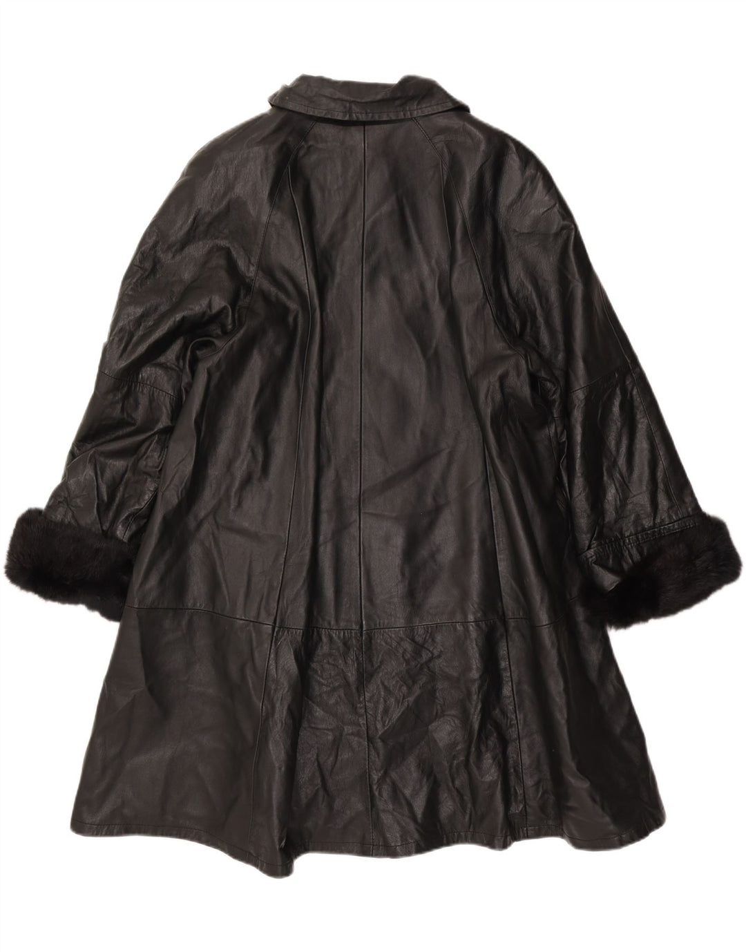 Palton din piele vintage pentru femei IT 46 mare negru