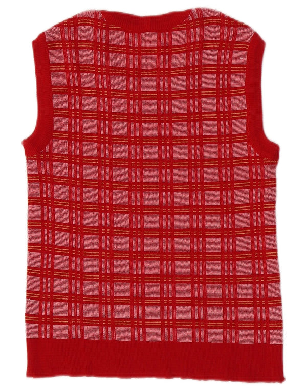 Vintage Womens Vest Tank Top IT 46 Large Red Check