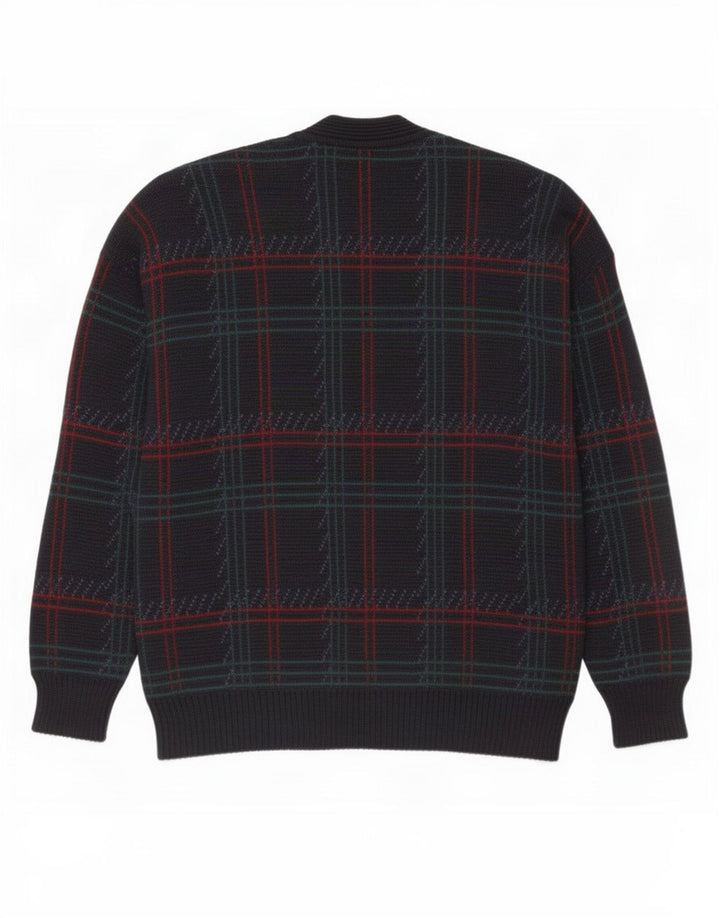 Cardigan Vintage pentru bărbați, cu carouri mari, bleumarin