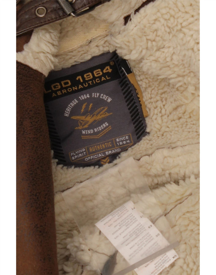 AERONAUTICA MILITARE Jachetă pentru bărbați Flight Sherpa UK 36 Poliester maro mic