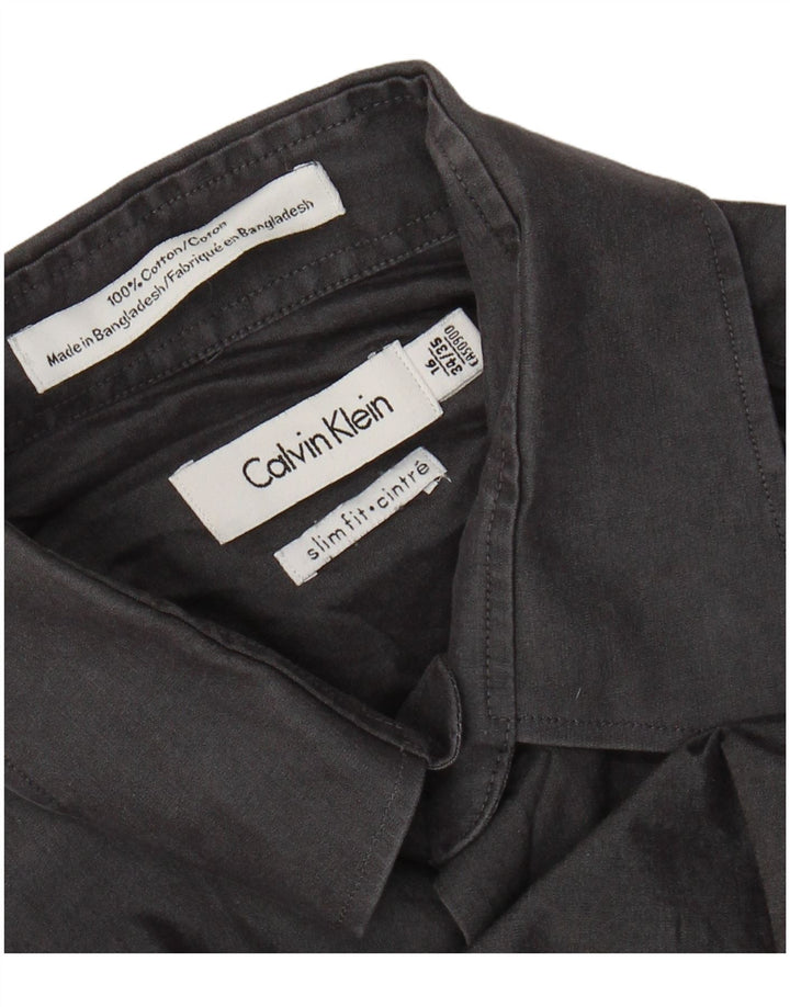Cămașă pentru bărbați CALVIN KLEIN Slim Fit Mărimea 16 Mare Bumbac gri