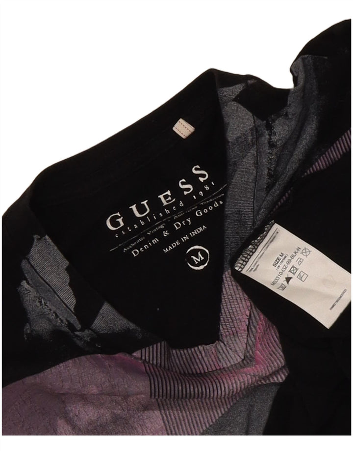 Tricou grafic Guess pentru bărbați Top mediu din bumbac negru