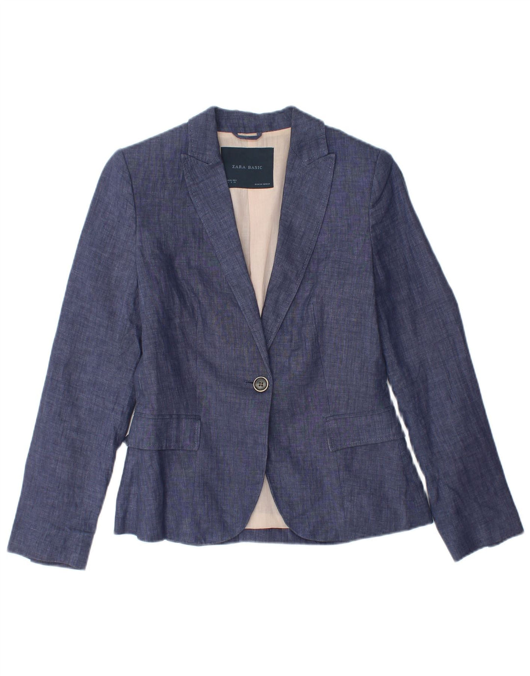 Blazer pentru femei ZARA cu 1 nasture UK 10 Small Blue