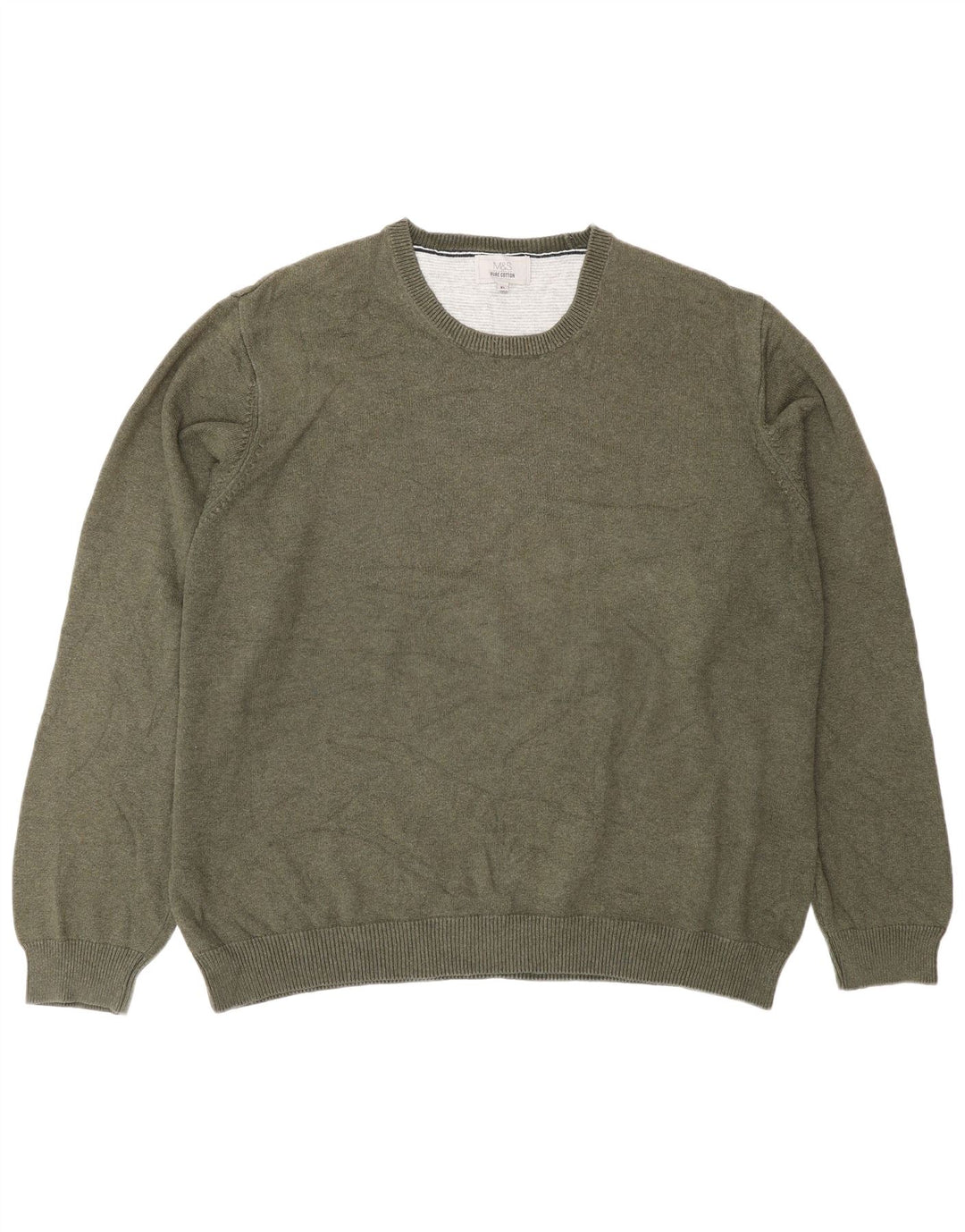Pulover pentru bărbați Marks & Spencer cu gât crew pulover XL bumbac kaki