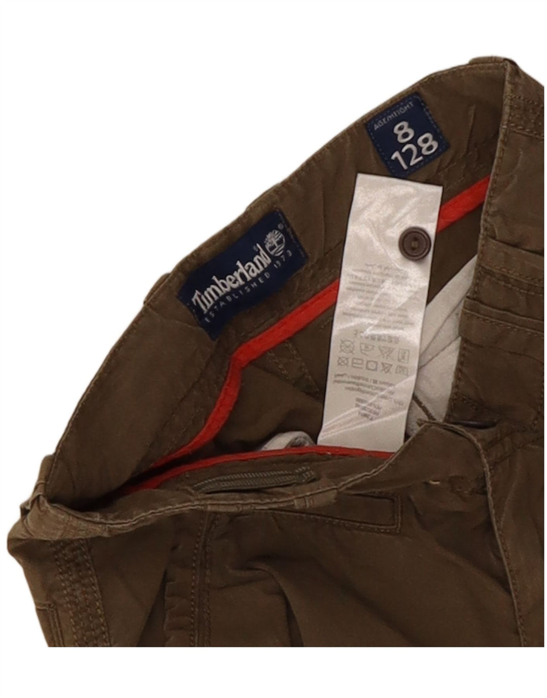Pantaloni scurți cargo pentru băieți Timberland 7-8 ani W20 bumbac kaki