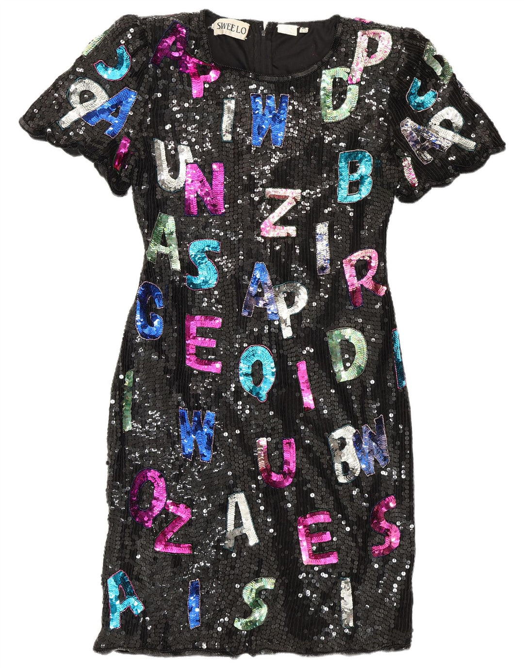 SWEELO Rochie cu teacă grafică pentru femei UK 18 XL Mătase neagră