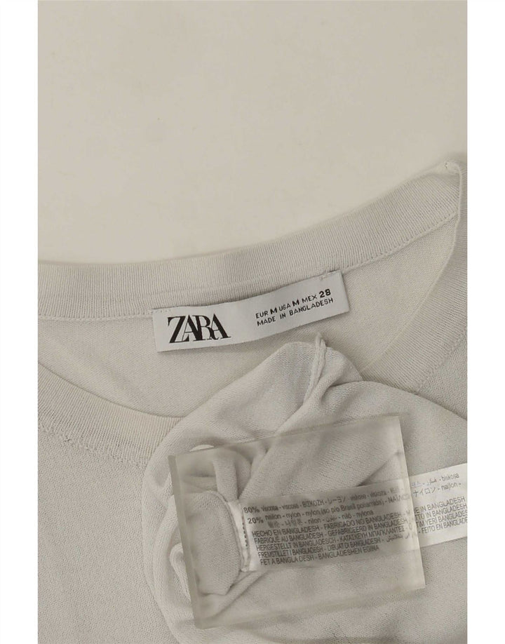 Top femeie Zara cu mânecă lungă UK 12 Medium Gri Viscose