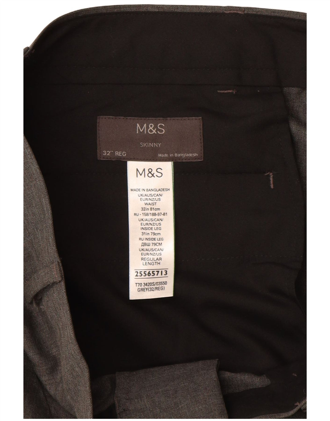 Marks & Spencer Pantaloni skinny casual pentru bărbați W32 L31 poliester gri