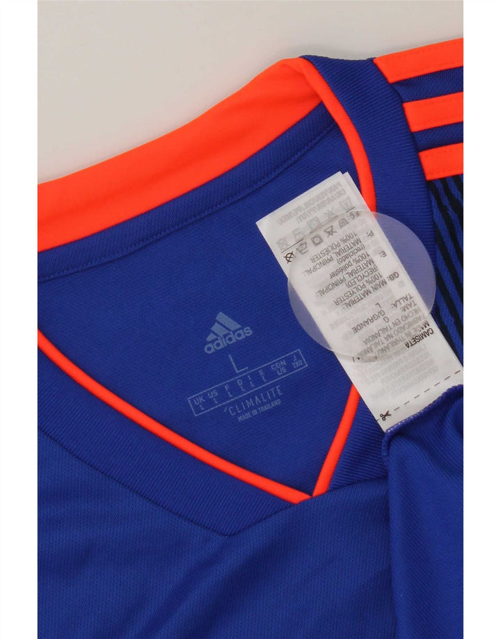 Tricou cu grafic Climalite Adidas pentru bărbați Top mare, albastru, poliester geometric