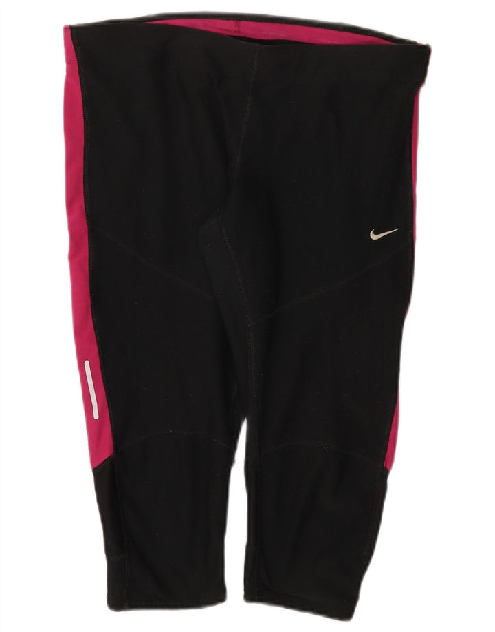 Leggings capri Nike Dri Fit pentru femei UK 14, mare, negru, poliester bloc de culoare