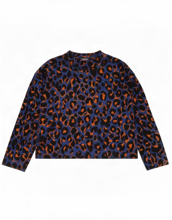 Crop Top pentru femei Zara, cu mâneci 3/4 UK 14 Medium Blue Animal Print Bumbac