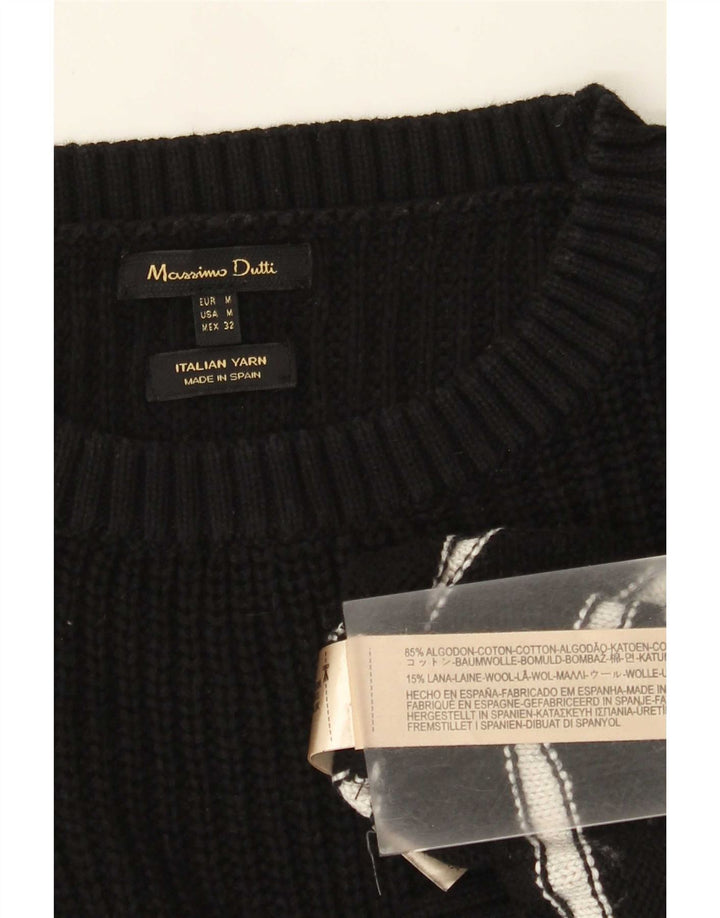 Pulover pentru femei Massimo Dutti cu gât de barcă UK 14 Medium Black Dunge