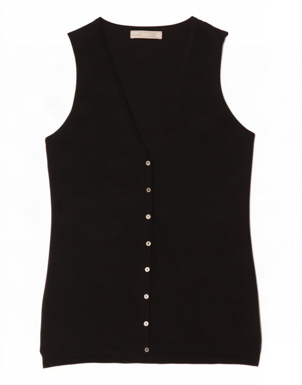 Pulover cardigan fără mâneci Zara pentru femei UK 14 Medium Black Viscose