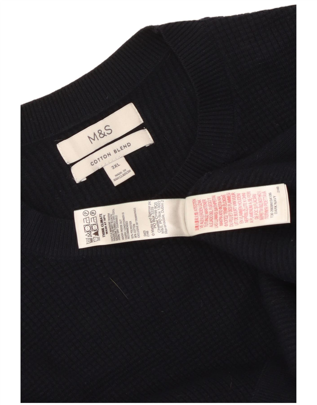 Pulover pentru bărbați Marks & Spencer, cu gât crew, 3XL, poliester bleumarin