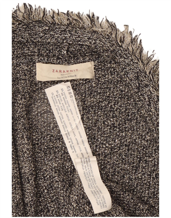 Pulover cardigan deschis pentru femei ZARA UK 12, gri mediu, viscoză cu pete