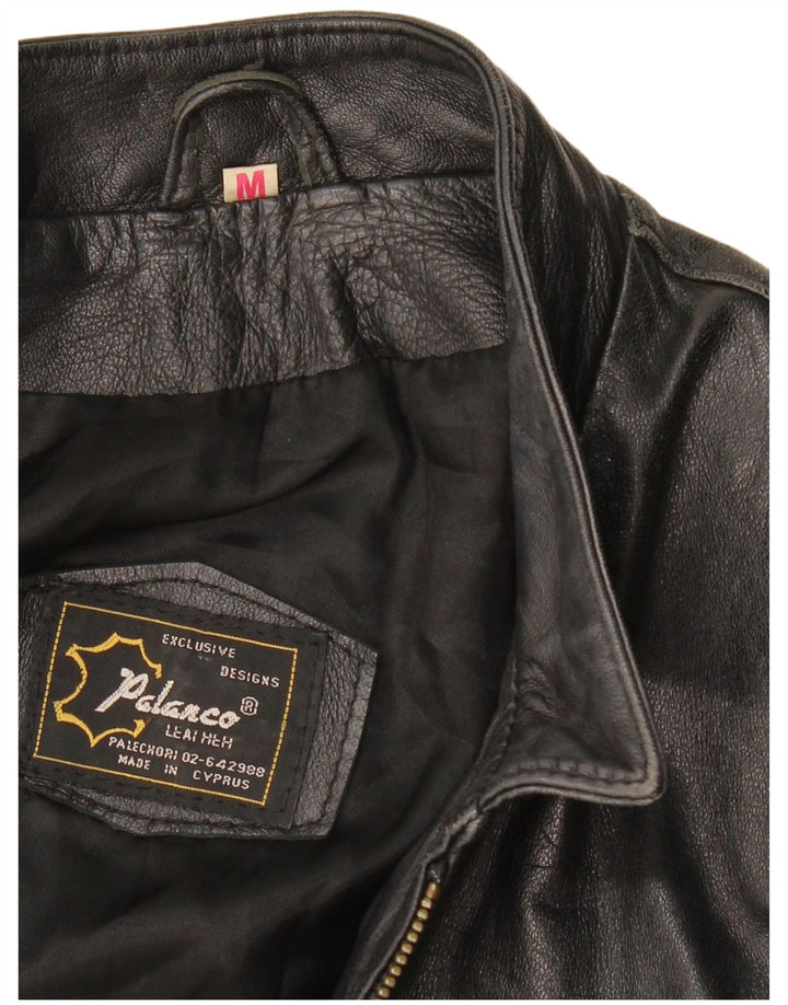 Jachetă de piele pentru femei VINTAGE Crop UK 14 Medium Black Leather