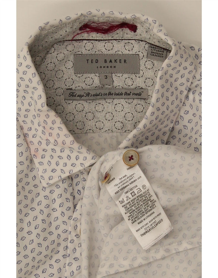 Cămașă pentru bărbați Ted Baker cu model abstract Mărimea 3, bumbac alb, mediu