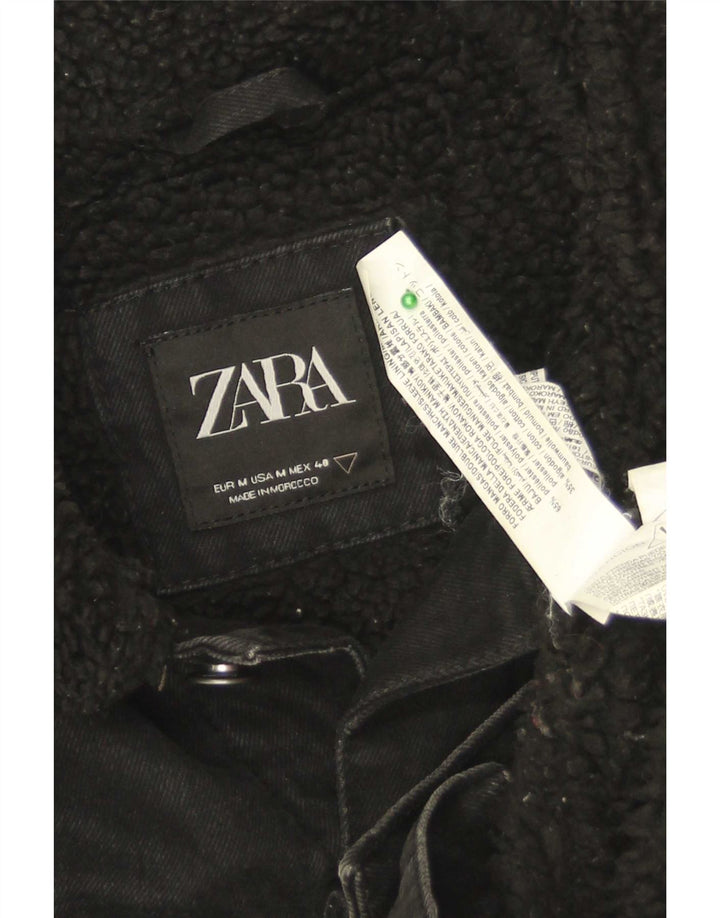 Jachetă de blugi Sherpa pentru bărbați Zara UK 38 Poliester mediu negru