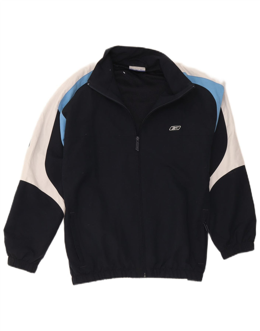 Jachetă de trening Reebok pentru băieți 13-14 ani, albastru bleumarin, color block