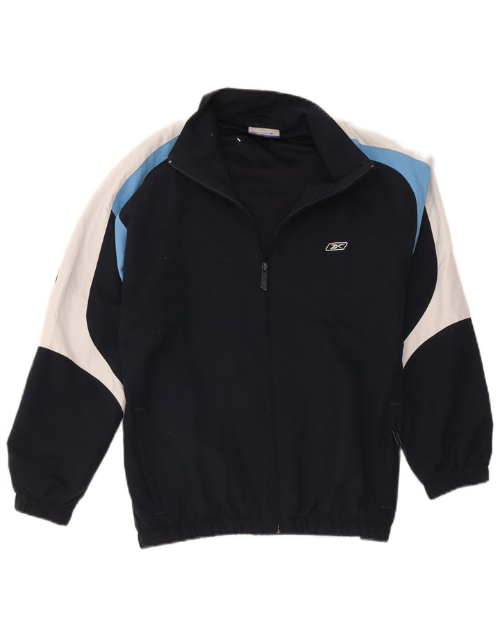 Jachetă de trening Reebok pentru băieți 13-14 ani, albastru bleumarin, color block