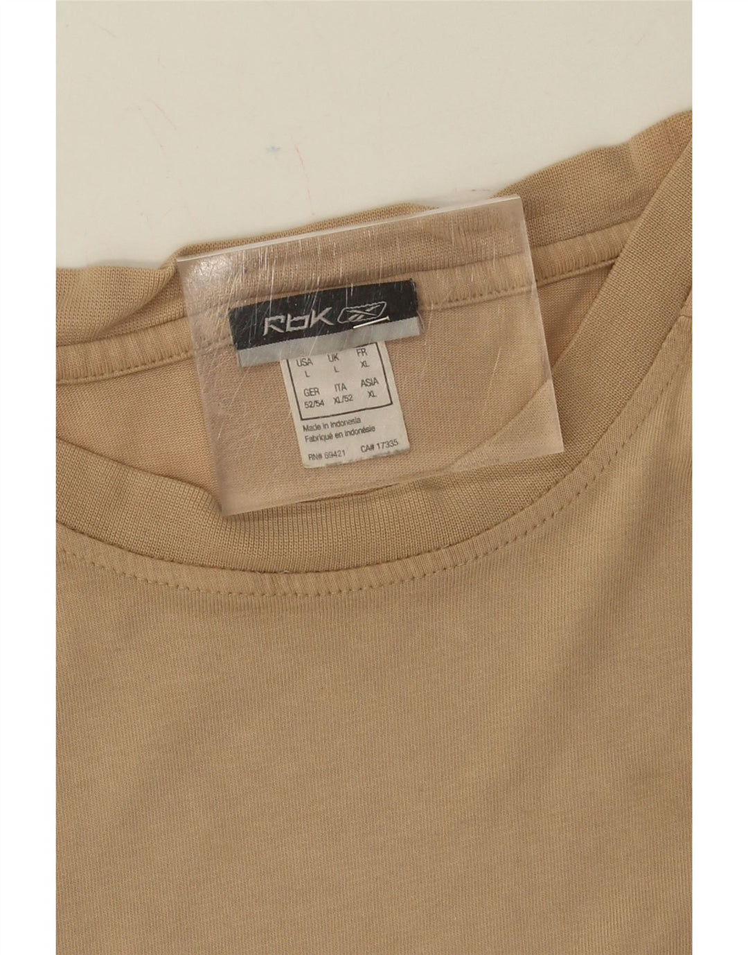 REEBOK Mens T-Shirt Top Large Beige Vintage Reebok and Second-Hand Reebok from Messina Hembry 