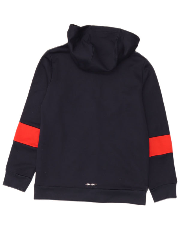 Pulover Adidas Aeroready Zip Hoodie pentru băieți 9-10 ani, albastru bleumarin, bloc de culoare