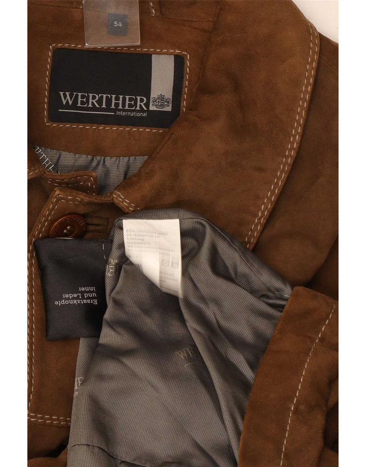 Jachetă Werther de piele intoarsă pentru bărbați IT 54 2XL din piele maro