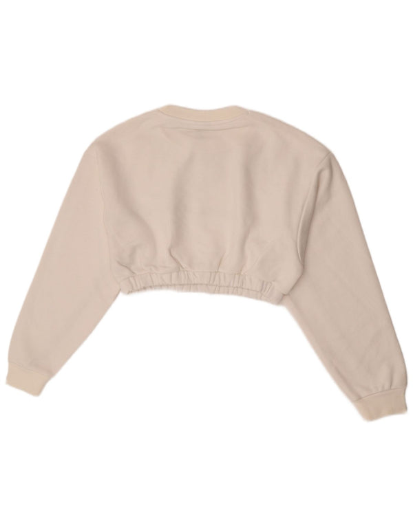 Pulover Adidas Crop Graphic pentru femei UK 8 Small Colorblock alb