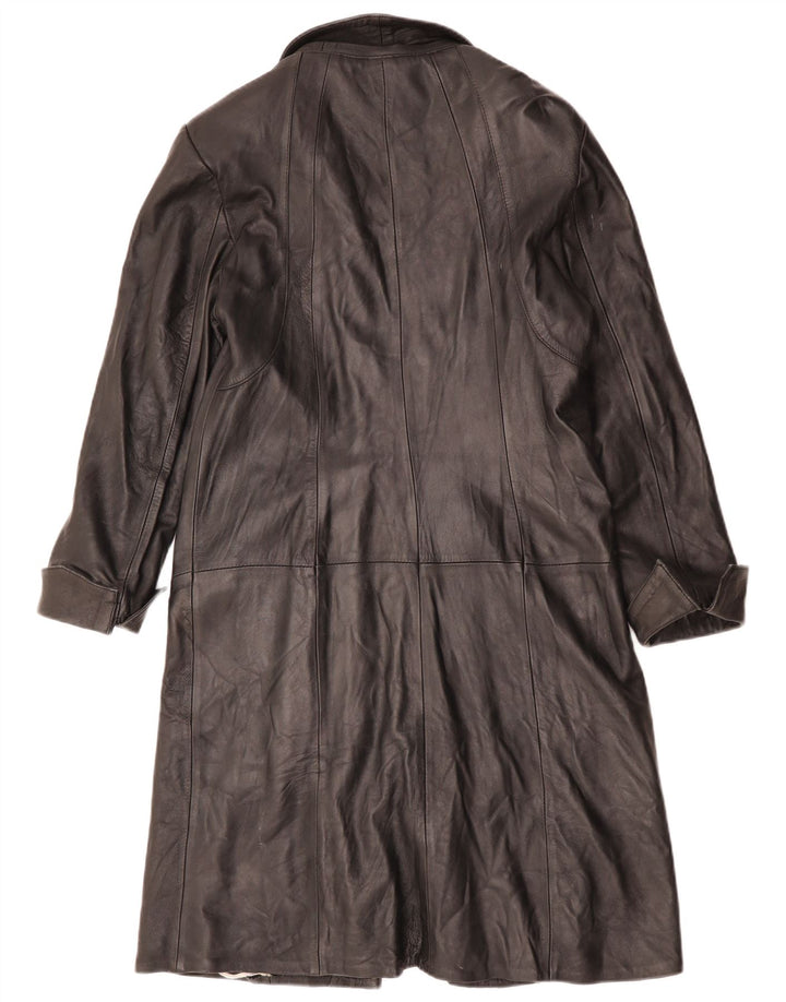 Palton de piele vintage pentru femei UK 12 Medium Black Leather