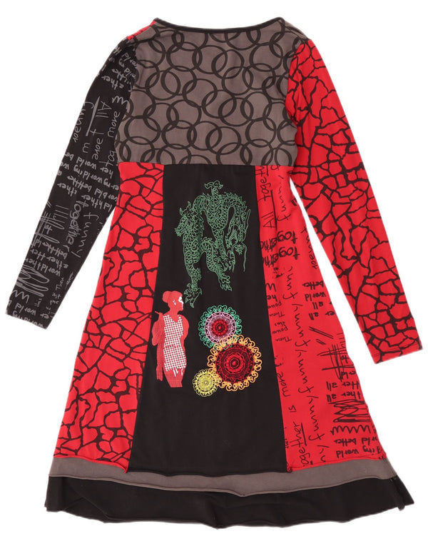 Rochie grafică A-Line Desigual pentru femei UK 10, roșu mic Colorblock
