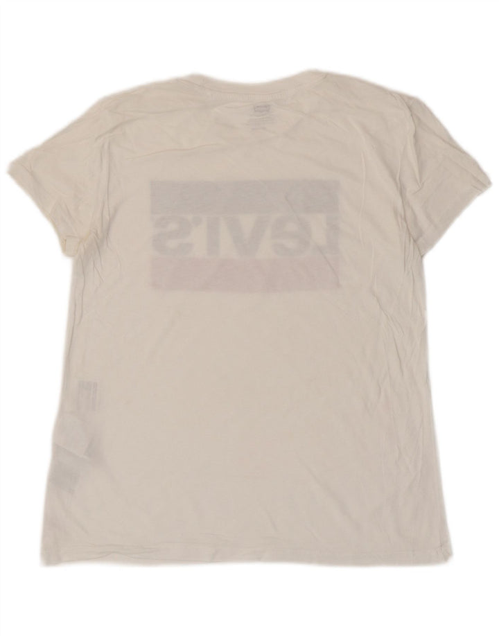 Tricou cu grafic supradimensionat pentru femei LEVI'S Top UK 6 XS Bumbac alb