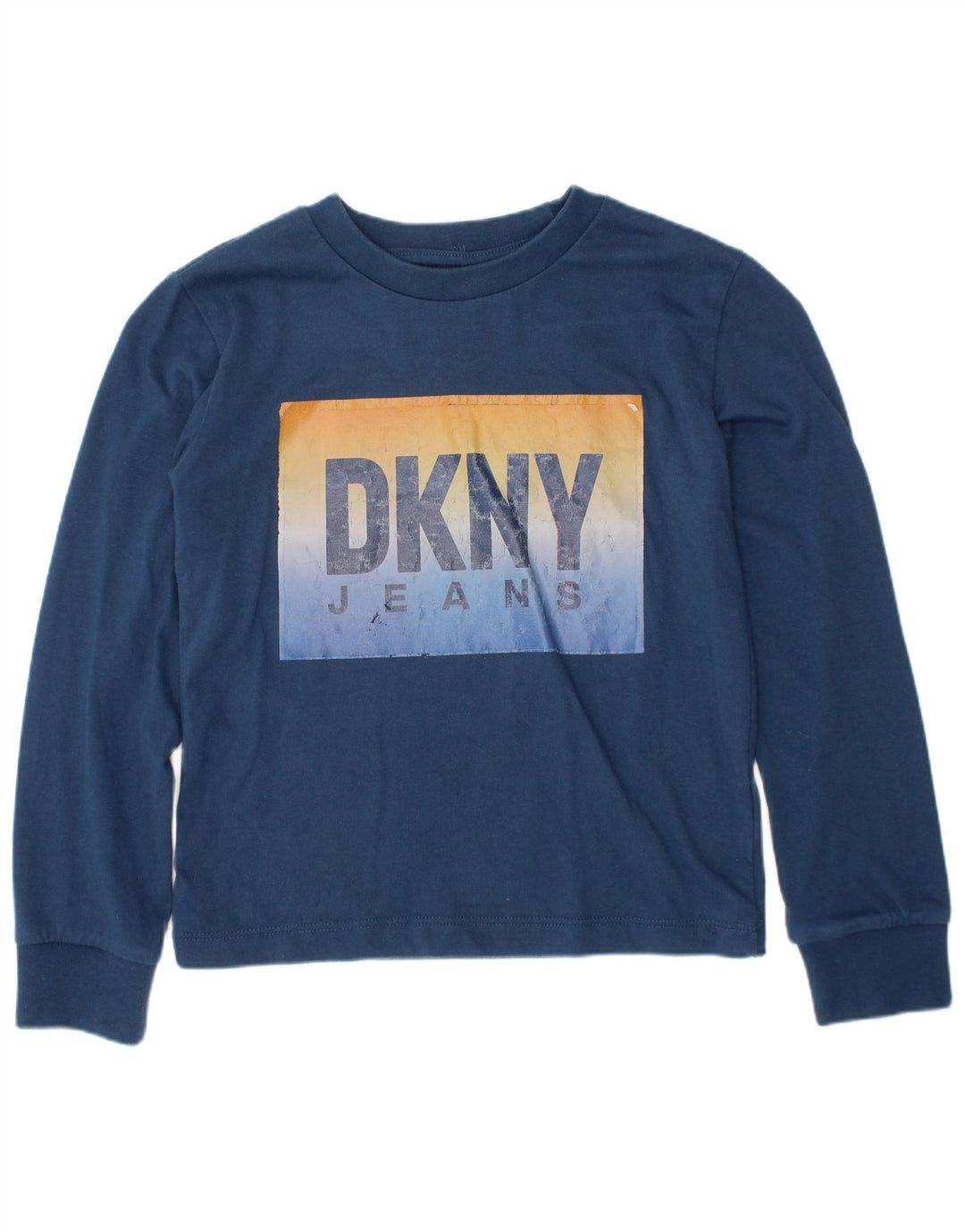 DKNY Top grafic pentru băieți cu mânecă lungă, 5-6 ani, bumbac bleumarin