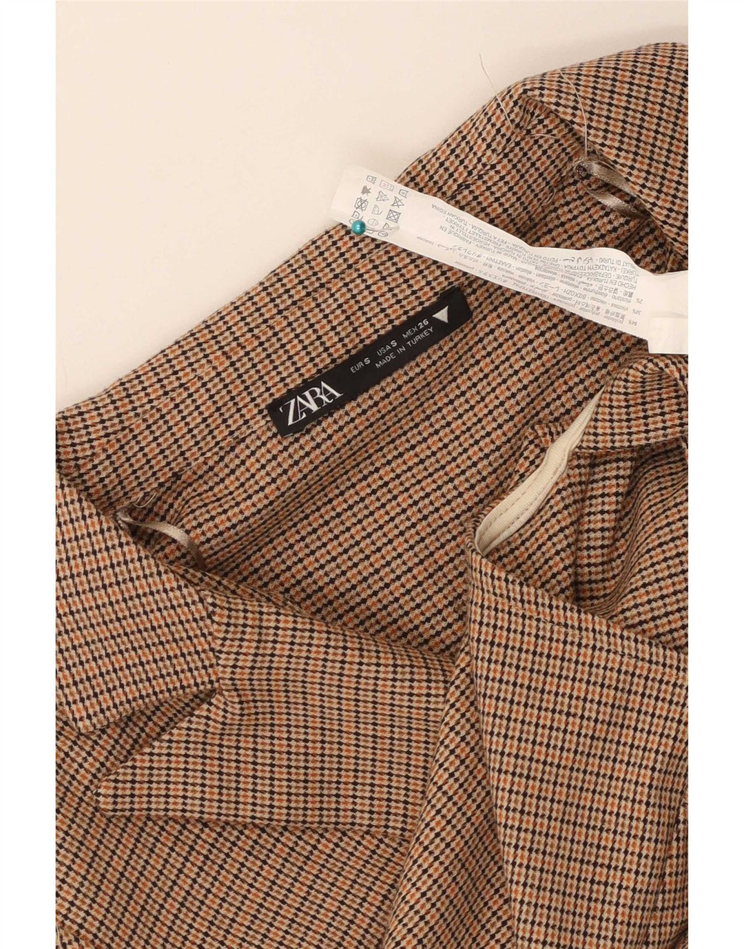Jachetă Zara pentru femei Crop Blazer UK 10 mic, maro, din poliester