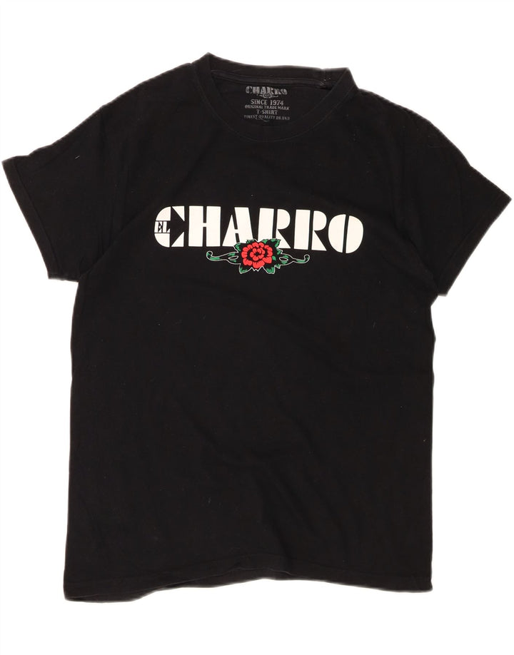 CHARRO Mens Graphic T-Shirt Top Small Black Cotton Vintage Charro and Second-Hand Charro from Messina Hembry 