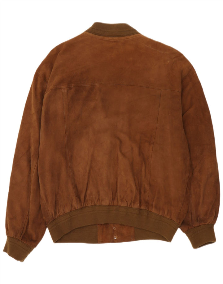 Jachetă Bomber Vintage pentru bărbați din piele intoarsa IT 54 2XL din piele maro