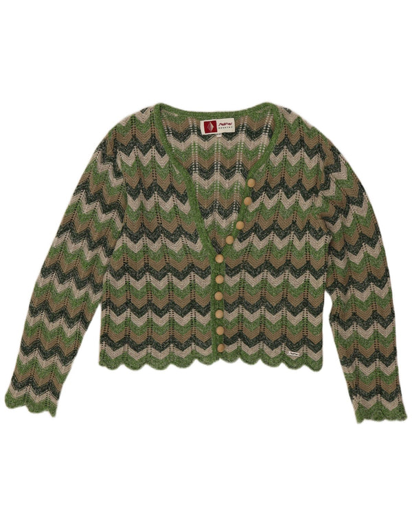 Pulover Steffner pentru femei Crop Cardigan EU 40 Medium Green Chevron