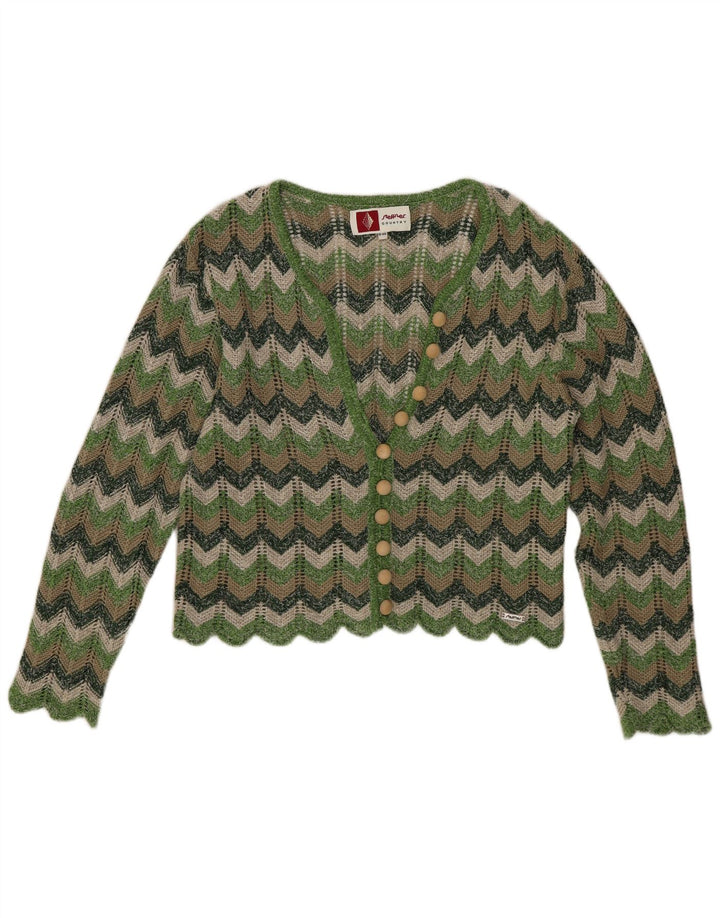 Pulover Steffner pentru femei Crop Cardigan EU 40 Medium Green Chevron