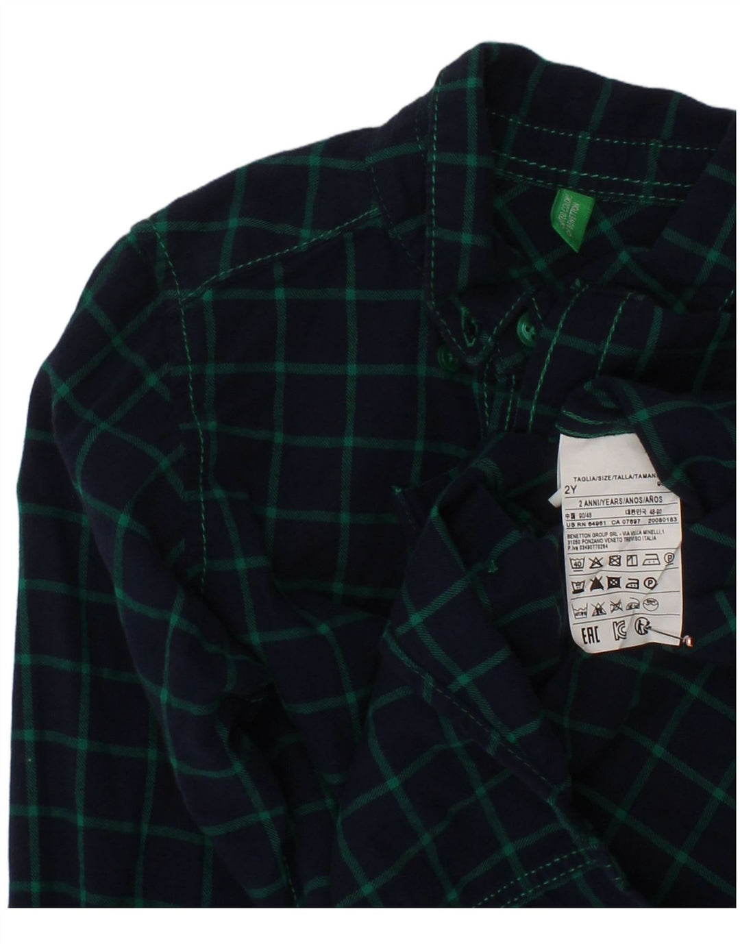 Cămașă de flanel BENETTON pentru bebeluși 18-24 luni, bumbac cu carouri bleumarin