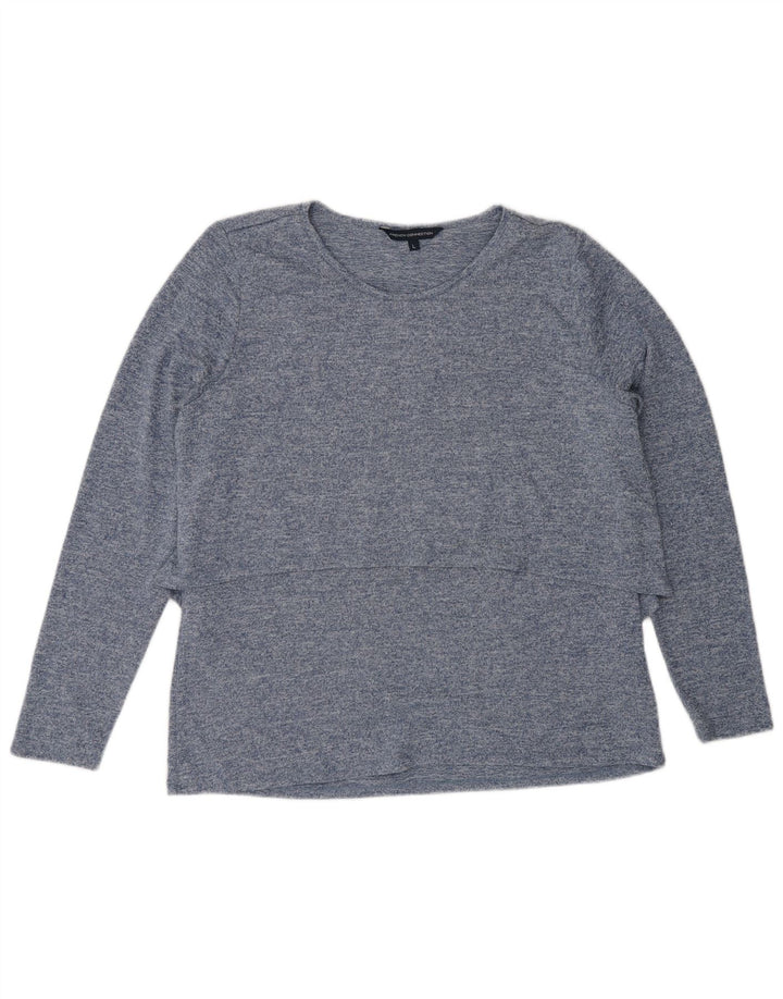 Top pentru femei French Connection cu mânecă lungă UK 16, mare, albastru, poliester cu pături