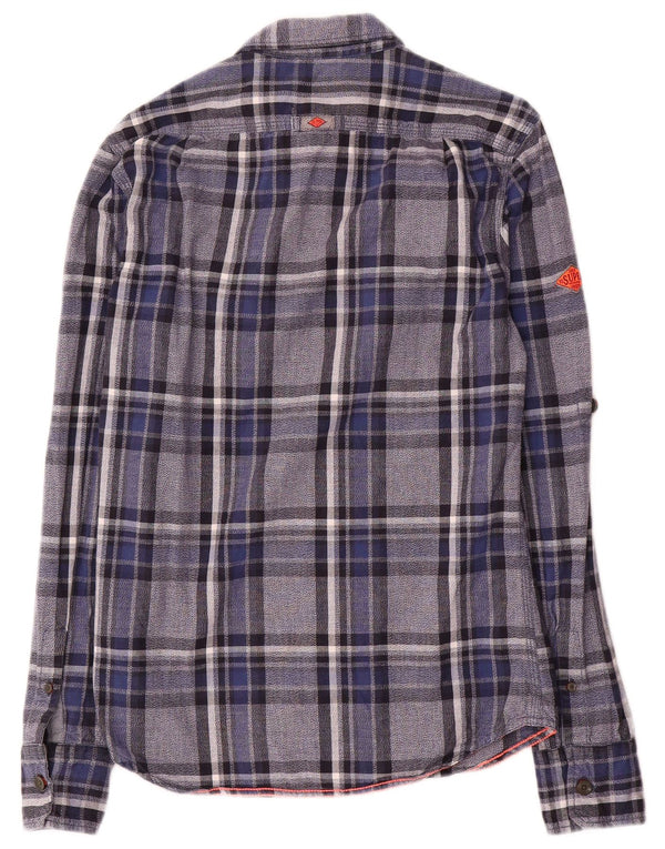Superdry Cămașă de flanel pentru bărbați, bumbac cu carouri mici, albastru