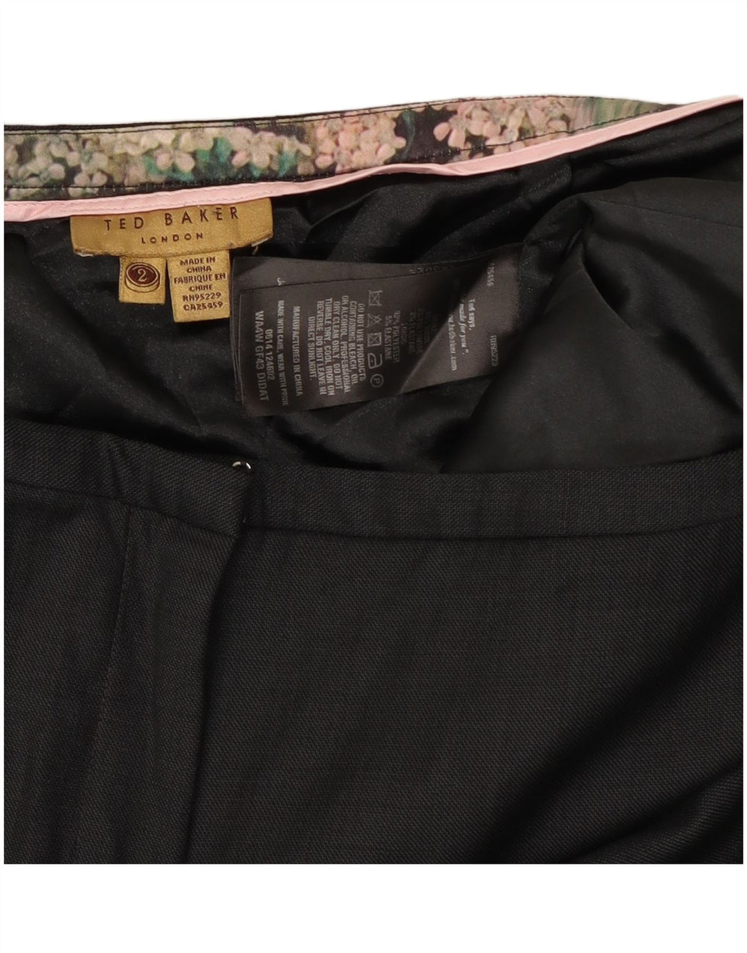 Ted Baker Pantaloni subțiri pentru femei Mărimea 2 Mici L30 L28 Lână neagră
